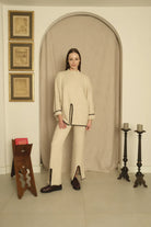 Le-Monade Dreams-Triko Ekru Siyah Sıçandiş Nakışlı Oversize Tunik-Kazak & Triko-3-roqelvaxirum.shop