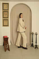 Le-Monade Dreams-Triko Ekru Siyah Sıçandiş Nakışlı Oversize Tunik-Kazak & Triko-4-roqelvaxirum.shop