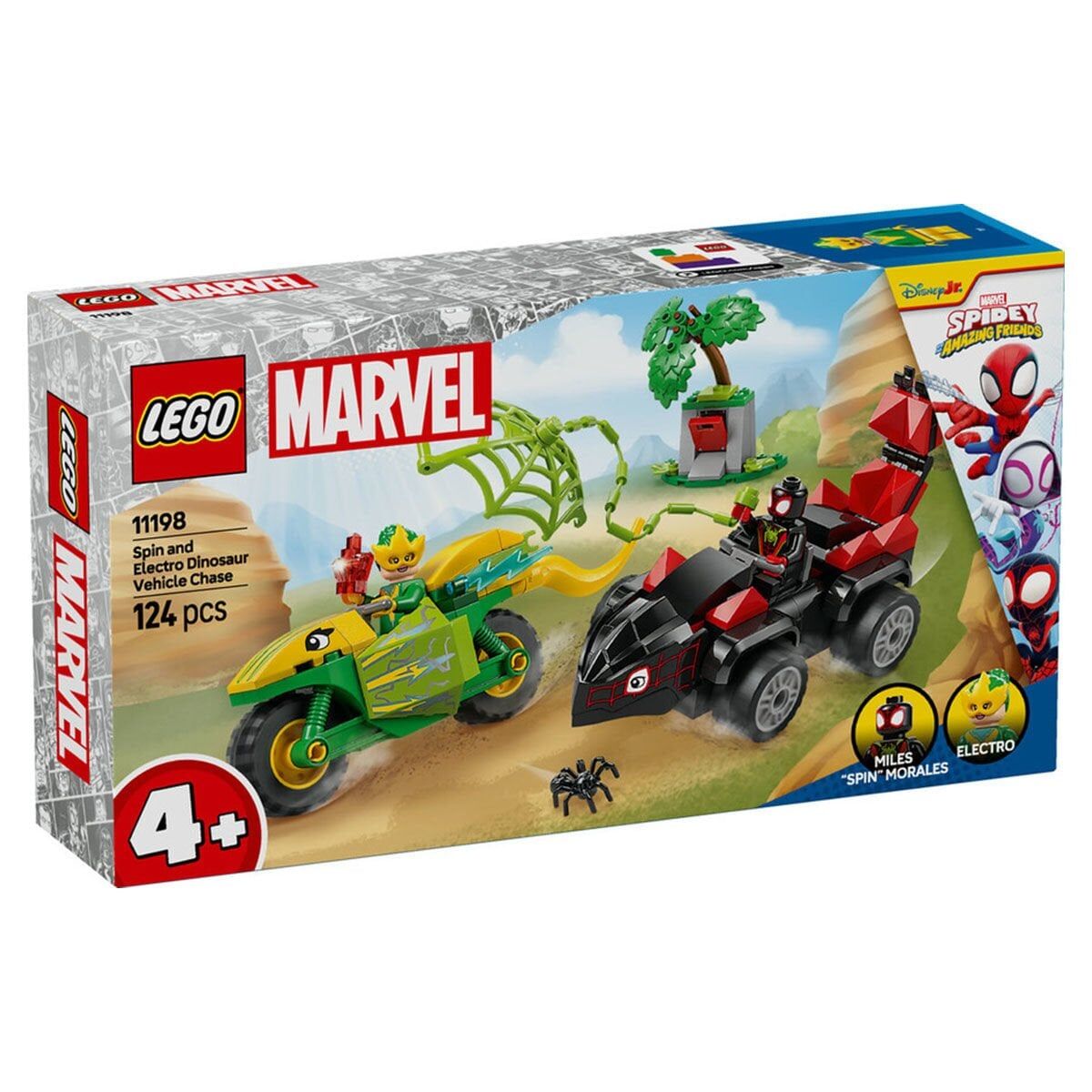 11198 Lego Marvel Spidey - Spin Ve Electro Dinozor Aracı Takibi 124 Parça +4 Yaş