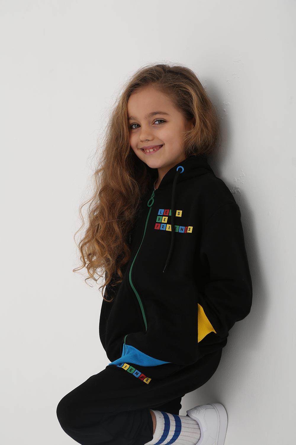Let's Be Friends-Jogger Pantolon - Siyah-Eşofman-3-roqelvaxirum.shop