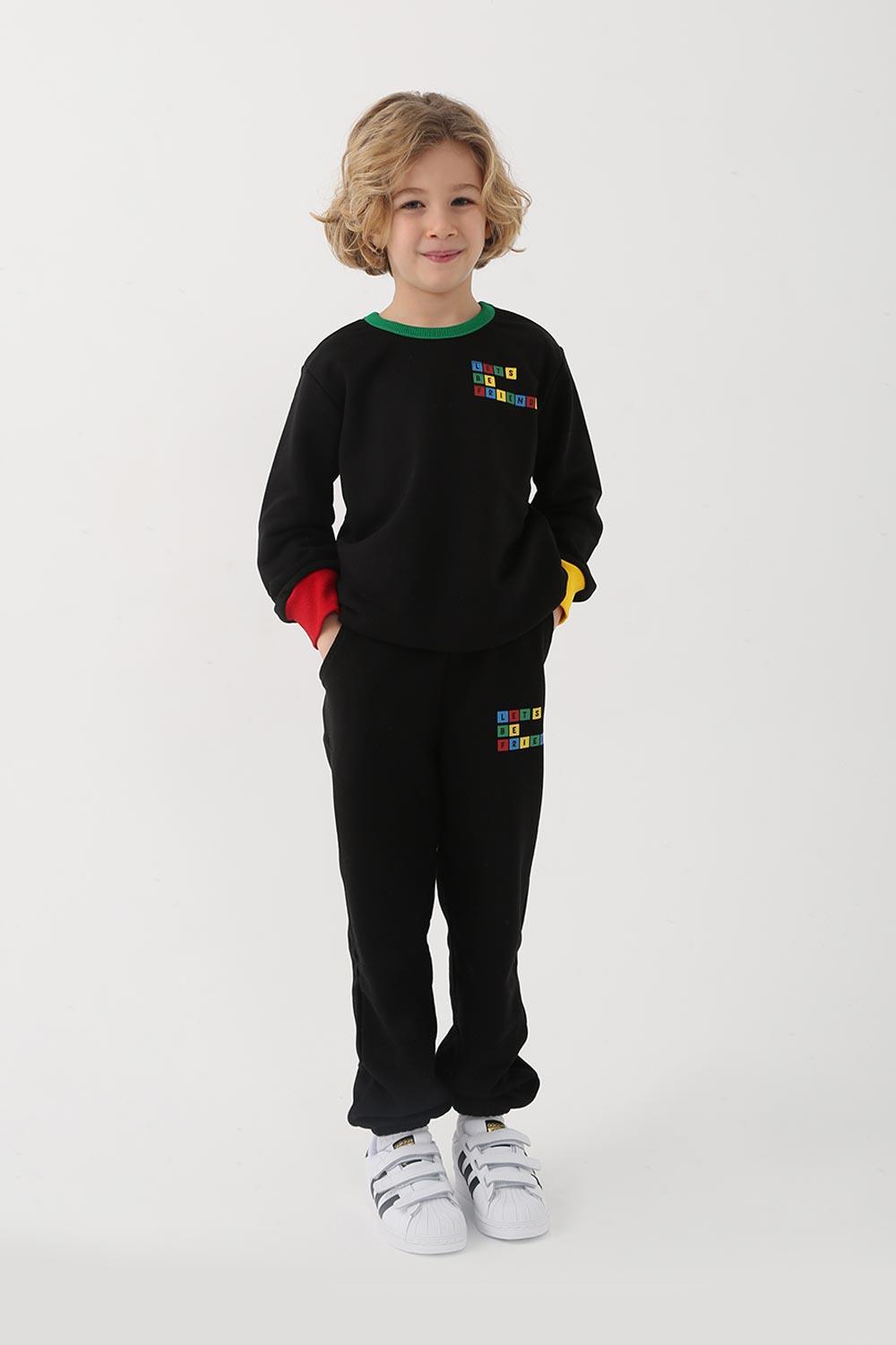Let's Be Friends-Jogger Pantolon - Siyah-Eşofman-4-roqelvaxirum.shop