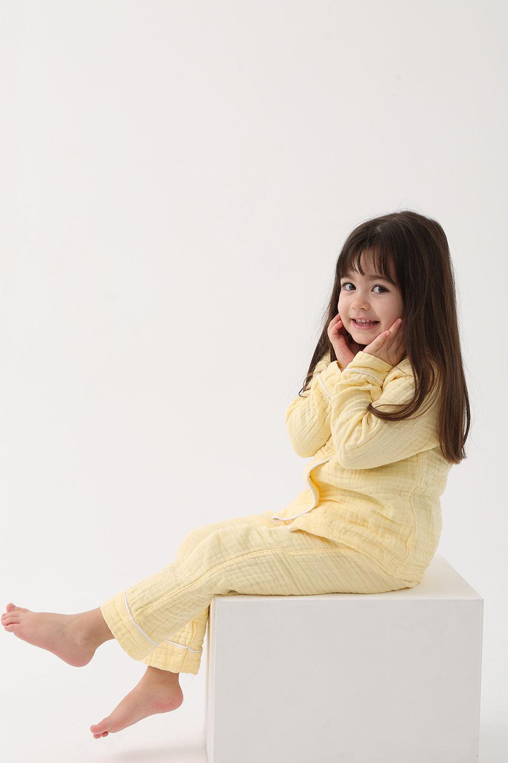 Let's Be Friends-Organik Muslin Pijama Takımı - Sarı-Pijama Takımı-2-roqelvaxirum.shop