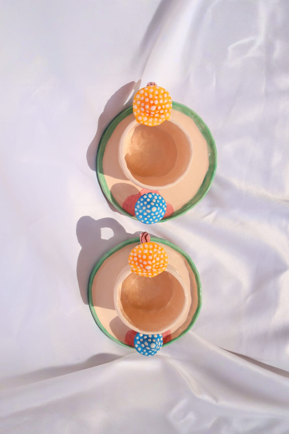 Lily & Loly Ceramics-Renkli Magic Mushrooms Mantarlı Türk Kahvesi Fincan Seti 2'li-Bardak-3-roqelvaxirum.shop