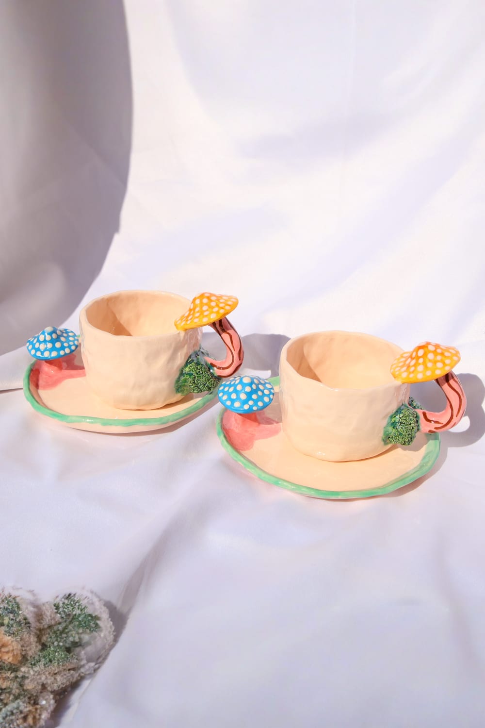 Lily & Loly Ceramics-Renkli Magic Mushrooms Mantarlı Türk Kahvesi Fincan Seti 2'li-Bardak-5-roqelvaxirum.shop