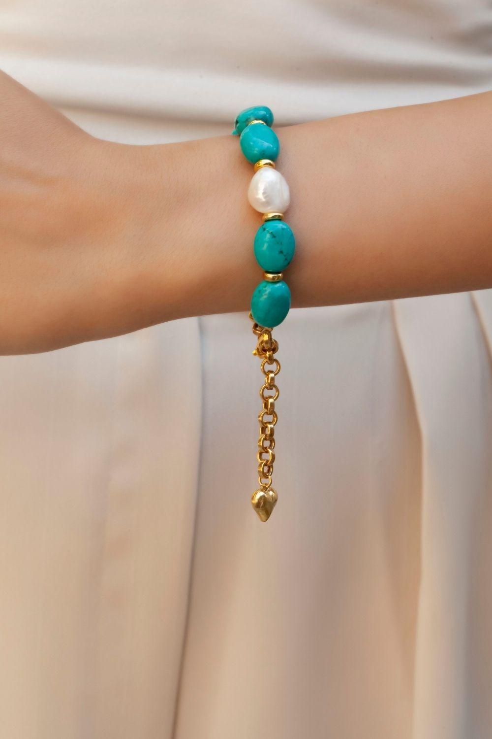 Linya Jewellery-Assora Turkuaz Taşlı Bileklik-Bileklik-2-roqelvaxirum.shop
