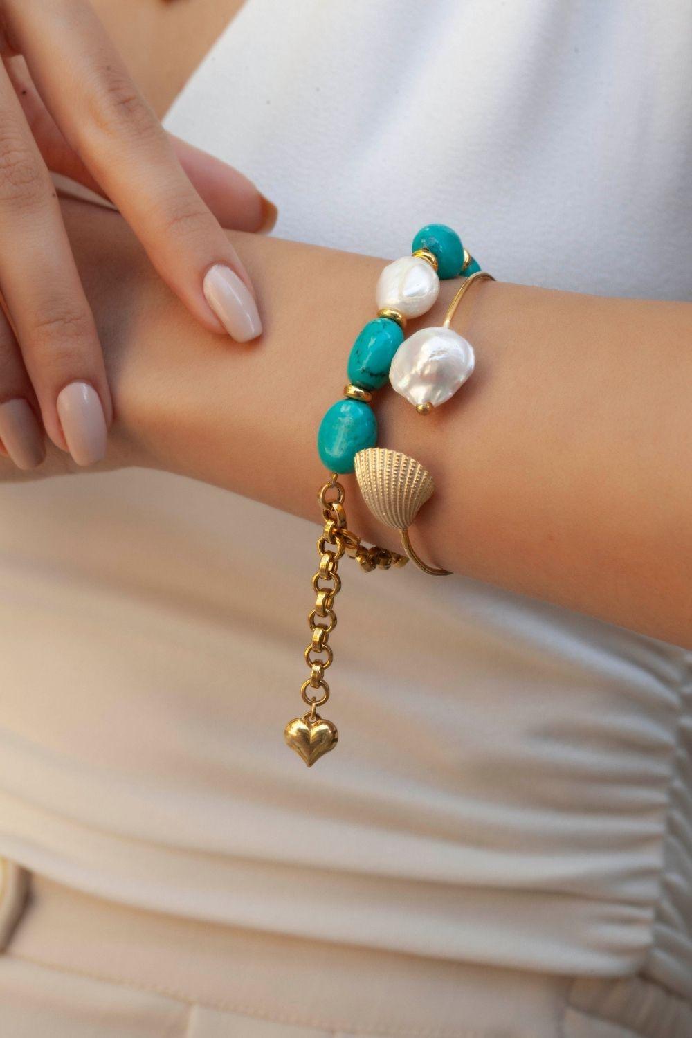 Linya Jewellery-Assora Turkuaz Taşlı Bileklik-Bileklik-3-roqelvaxirum.shop