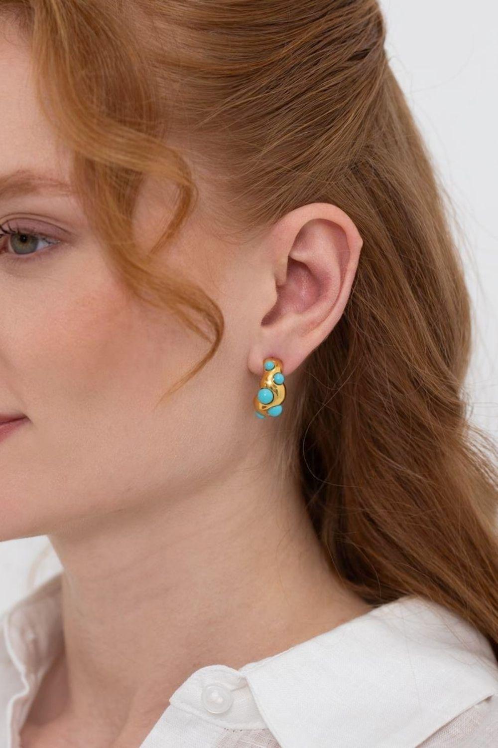 Linya Jewellery-Ayza Turkuaz Halka Küpe-Küpe-2-roqelvaxirum.shop
