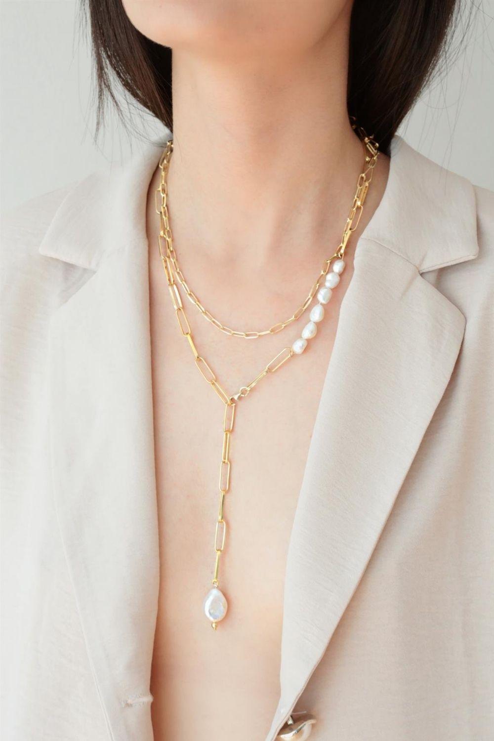 Linya Jewellery-Bety Zincirli İnci Kolye-Kolye-2-roqelvaxirum.shop
