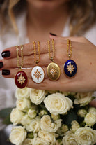 Linya Jewellery-Bordo Mineli Kutup Yıldızı Madalyon Kolye-Kolye-3-roqelvaxirum.shop