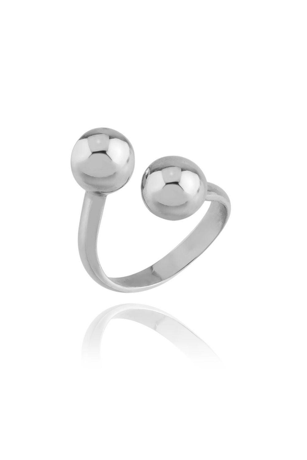 Linya Jewellery-Çift Topçuklu Yüzük Gümüş-Yüzük-1-roqelvaxirum.shop
