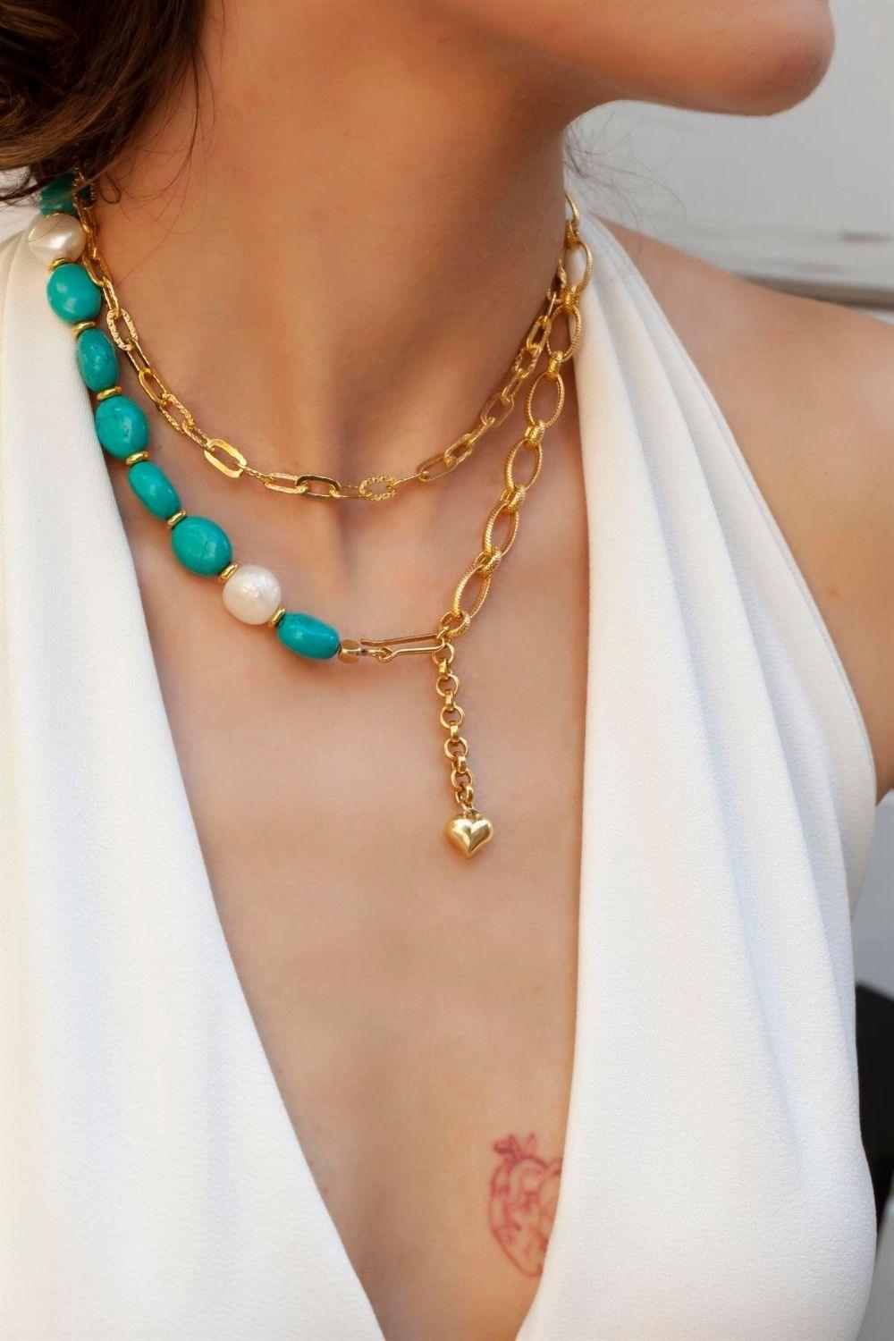 Linya Jewellery-Comiso Turkuaz Zincir Kolye-Kolye-4-roqelvaxirum.shop