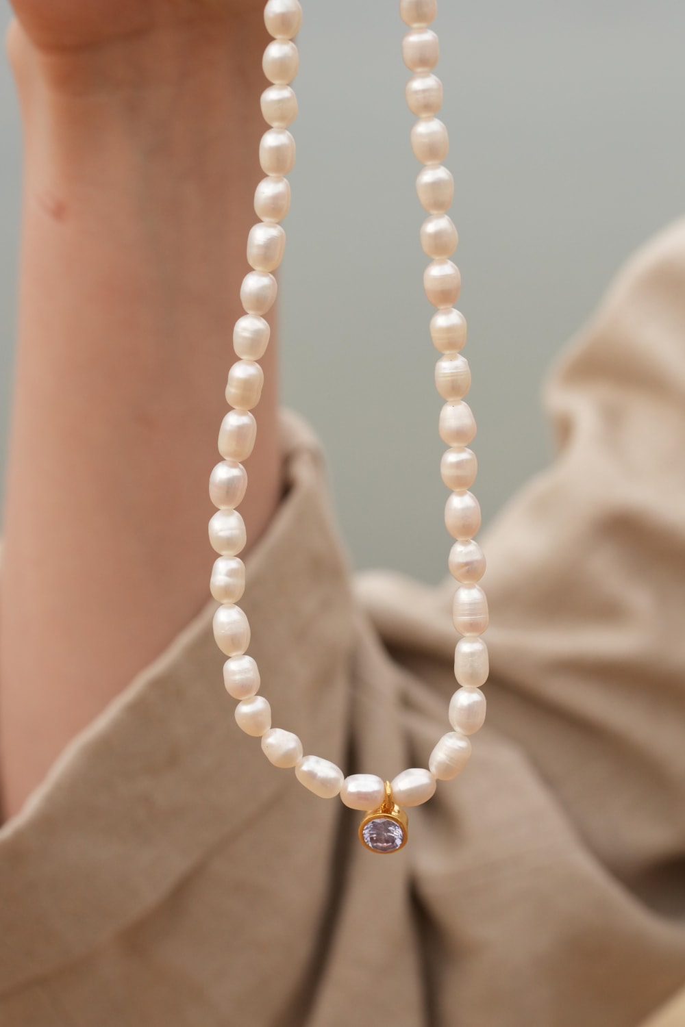 Linya Jewellery-Cosmic Büyük İncili Burç Kolye Açık Yeşil-Kolye-4-roqelvaxirum.shop