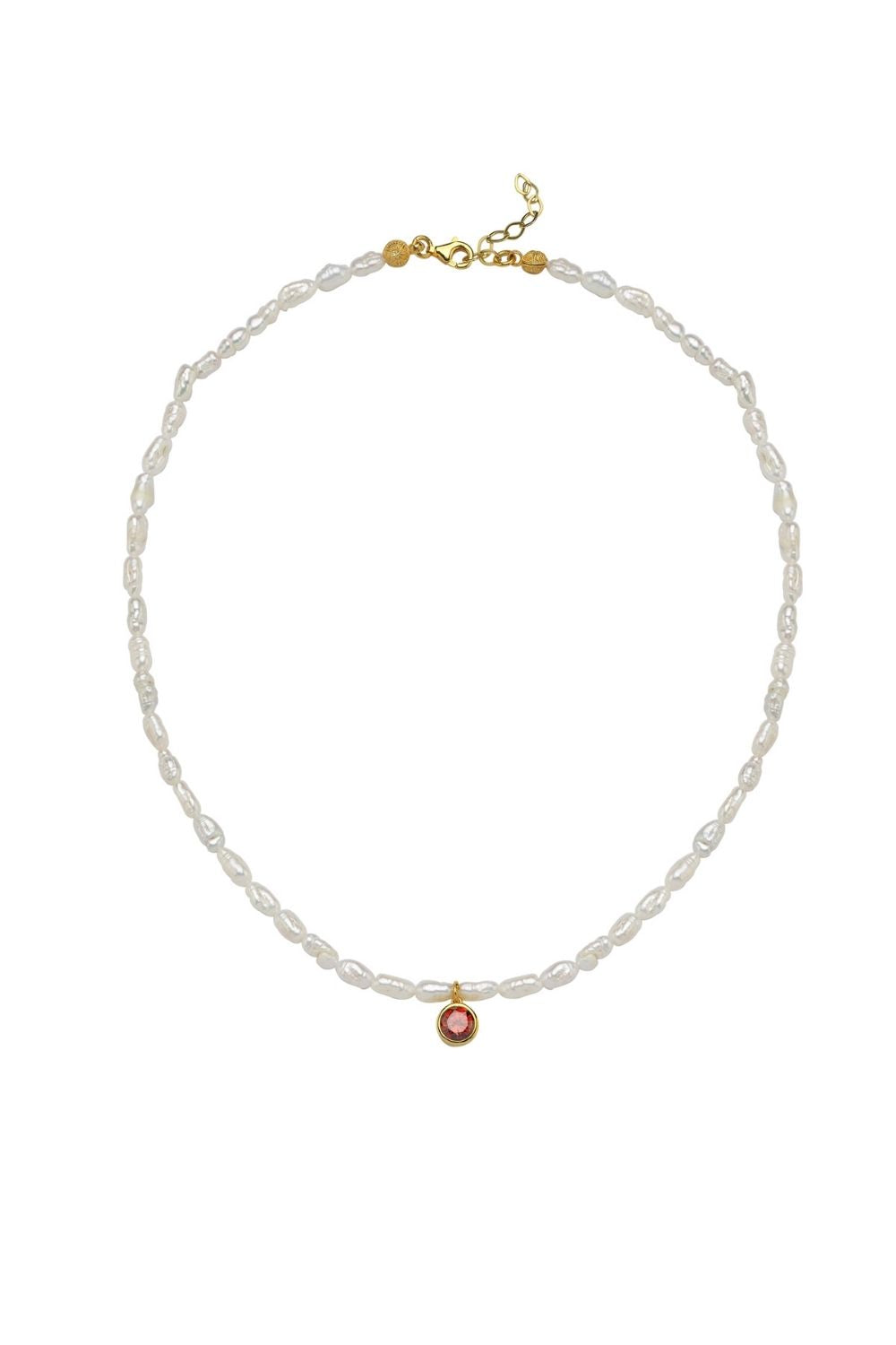 Linya Jewellery-Cosmic Küçük İncili Burç Kolye Kırmızı-Kolye-1-roqelvaxirum.shop