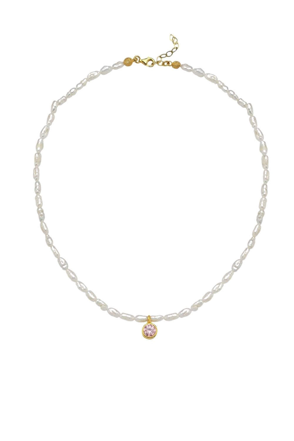Linya Jewellery-Cosmic Küçük İncili Burç Kolye Pembe-Kolye-1-roqelvaxirum.shop