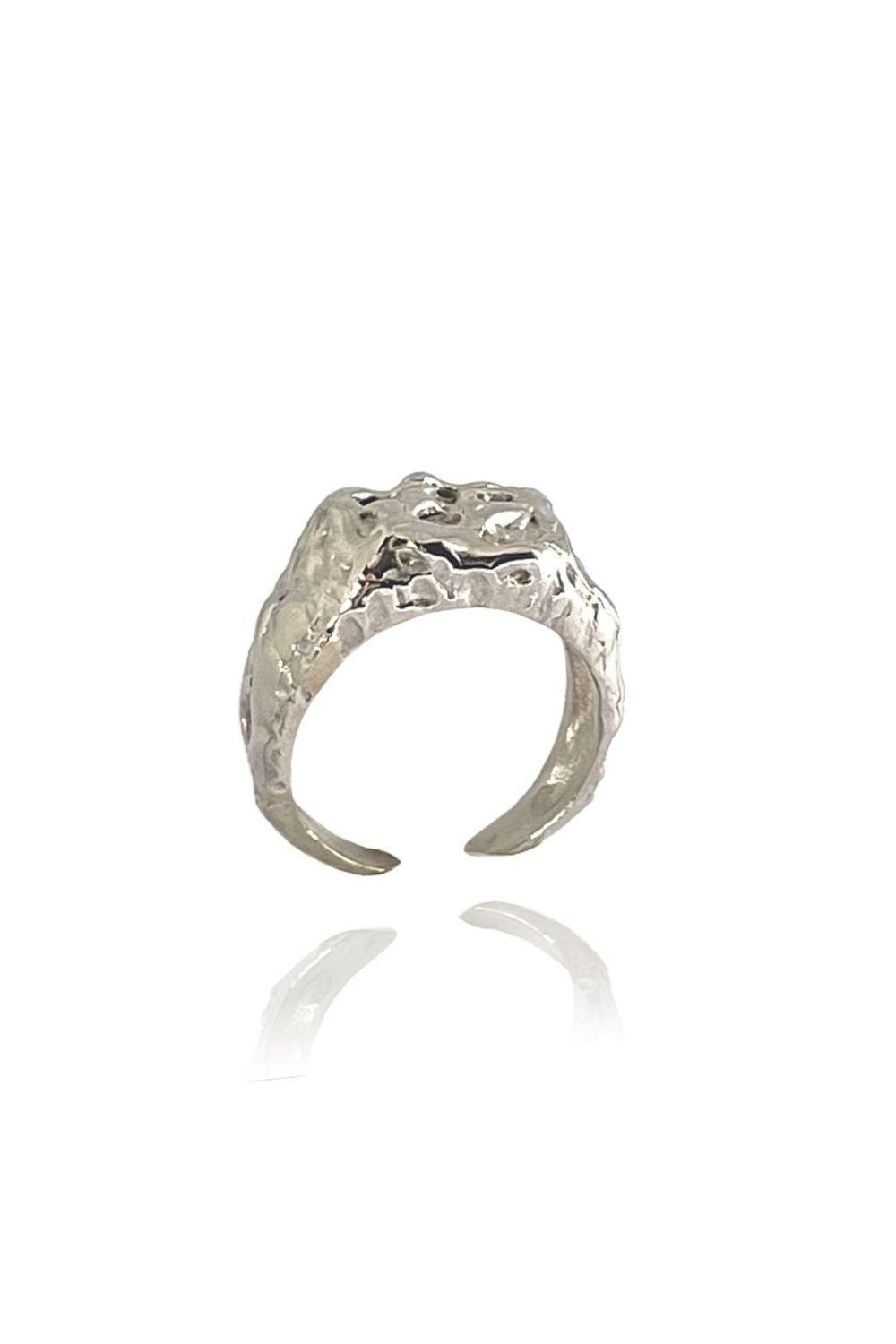 Linya Jewellery-Deka Amorf Dikdörtgen Parlak Gümüş Yüzük-Yüzük-1-roqelvaxirum.shop