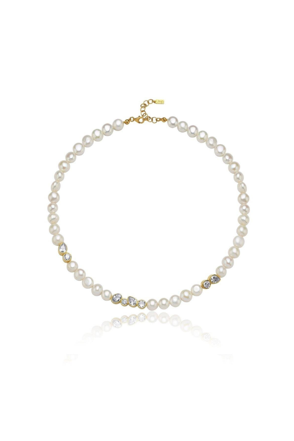 Linya Jewellery-Diana Beyaz Taşlı İnci Kolye-Kolye-1-roqelvaxirum.shop