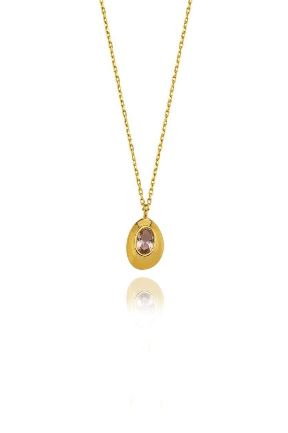 Linya Jewellery-Ella Pembe Taşlı Oval Kolye-Kolye-1-roqelvaxirum.shop