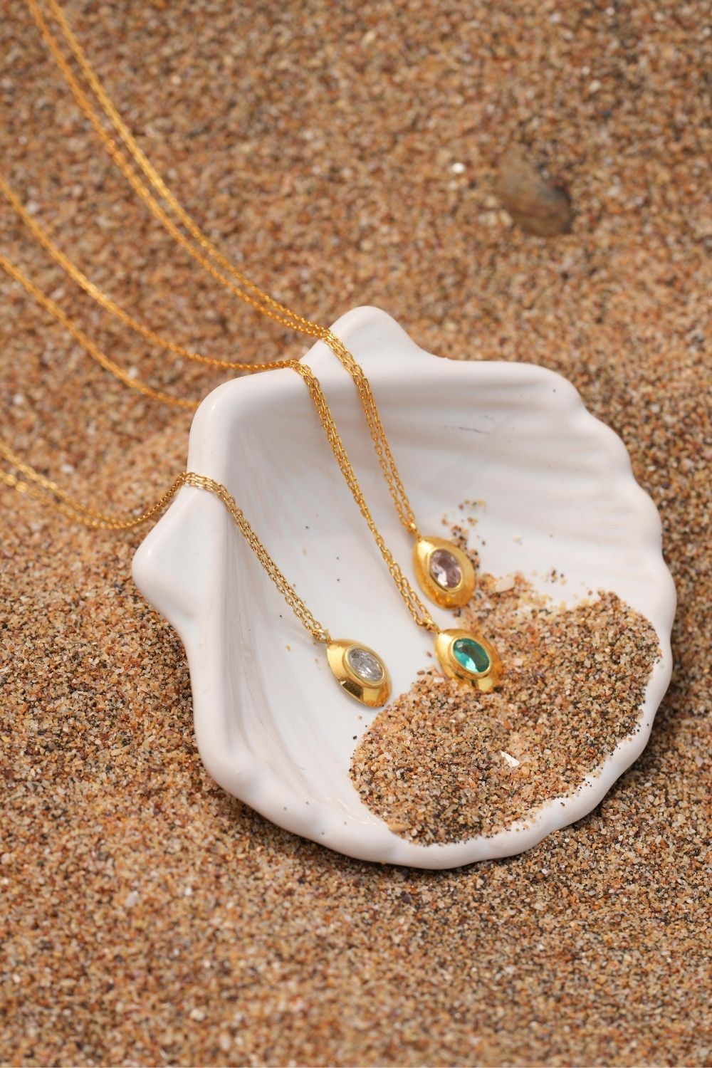 Linya Jewellery-Ella Pembe Taşlı Oval Kolye-Kolye-2-roqelvaxirum.shop