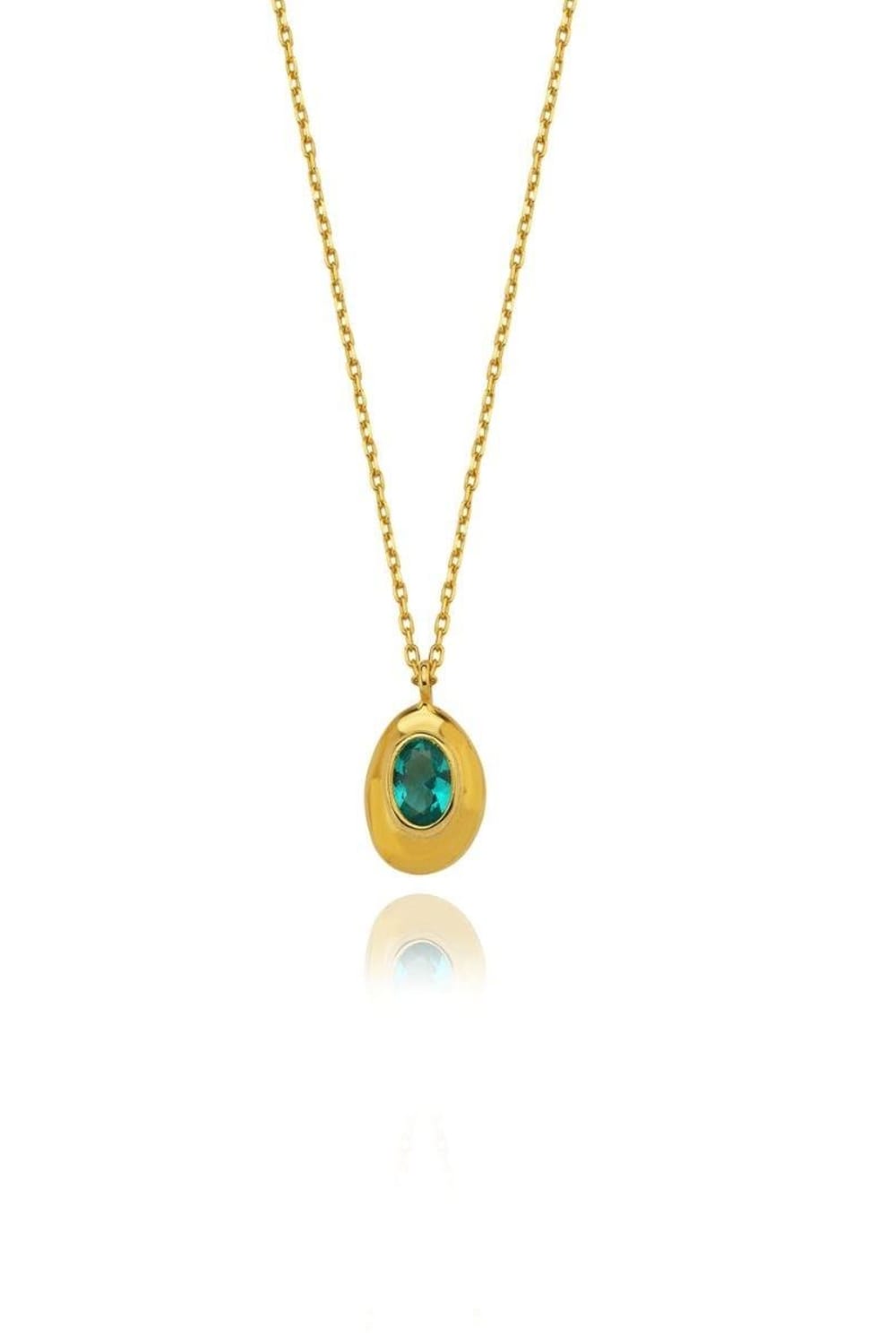 Linya Jewellery-Ella Yeşil Taşlı Oval Kolye-Kolye-1-roqelvaxirum.shop
