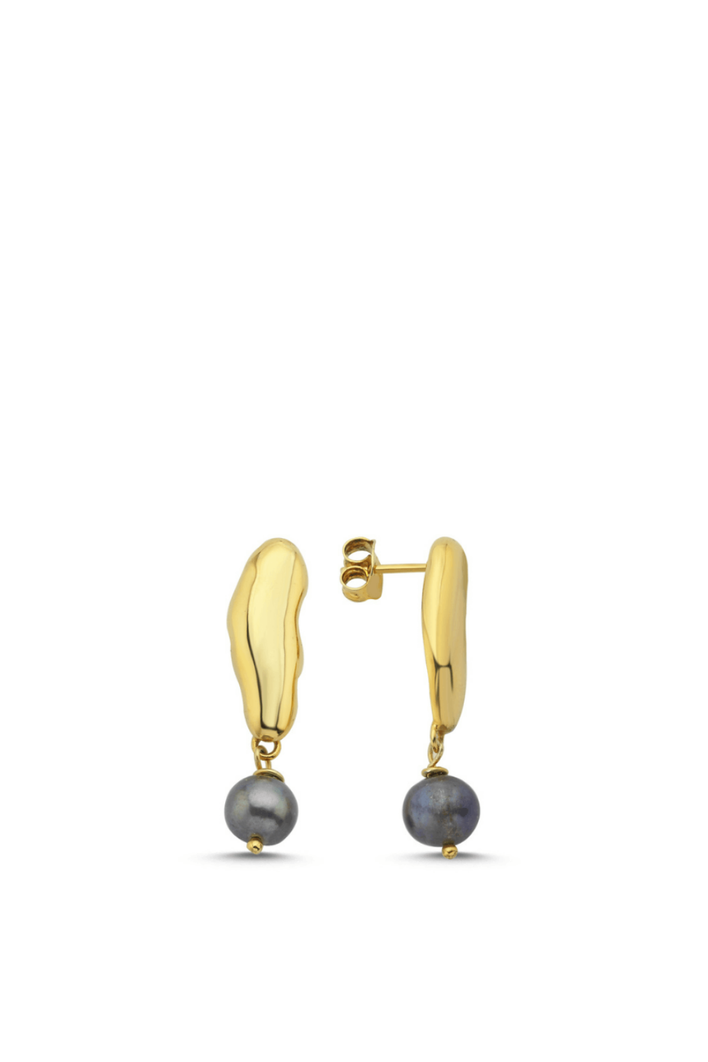Linya Jewellery-Gera Siyah İncili Sallantılı Küpe Gold-Küpe-1-roqelvaxirum.shop