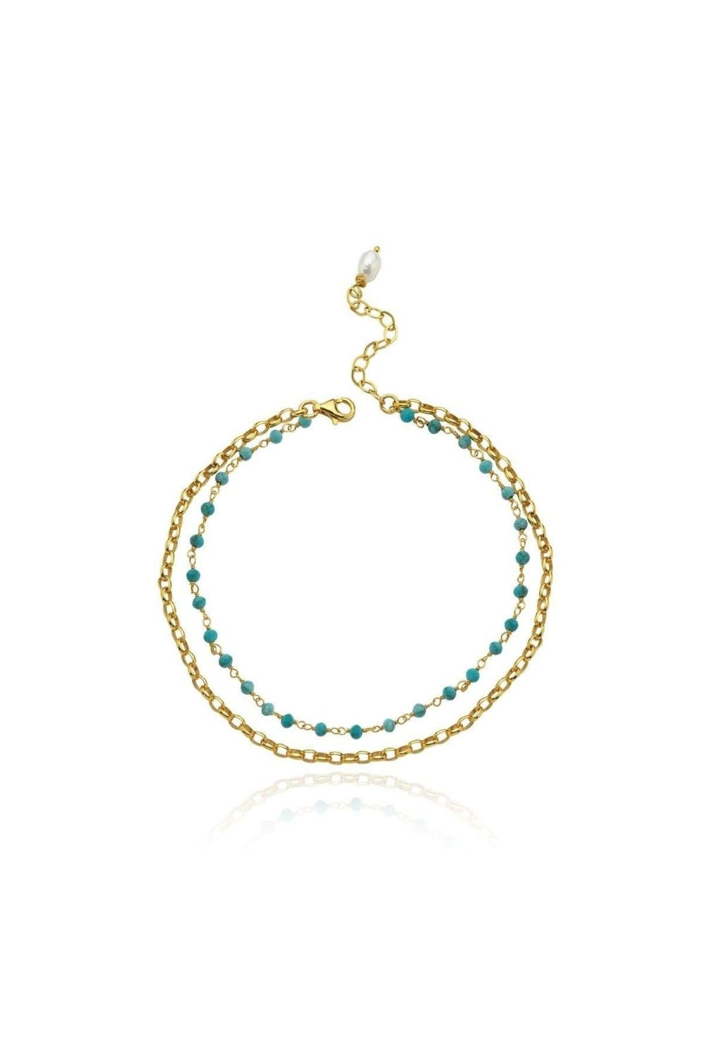 Linya Jewellery-Jemy Turkuazlı Zincirli Halhal-Halhal-1-roqelvaxirum.shop