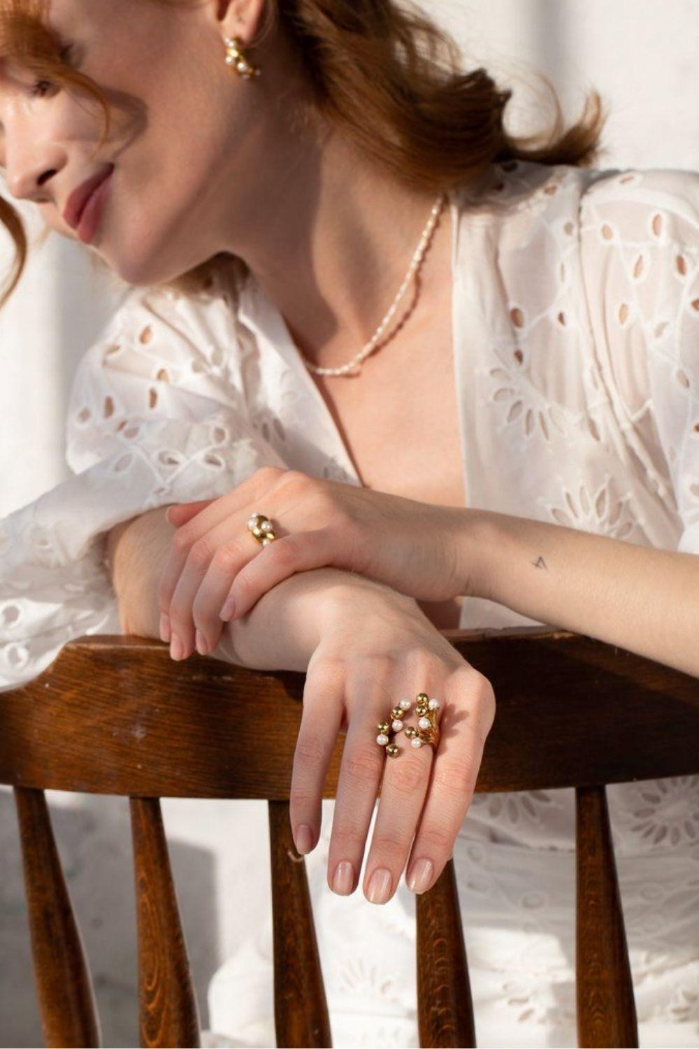 Linya Jewellery-Kafes İncili Yüzük-Yüzük-3-roqelvaxirum.shop