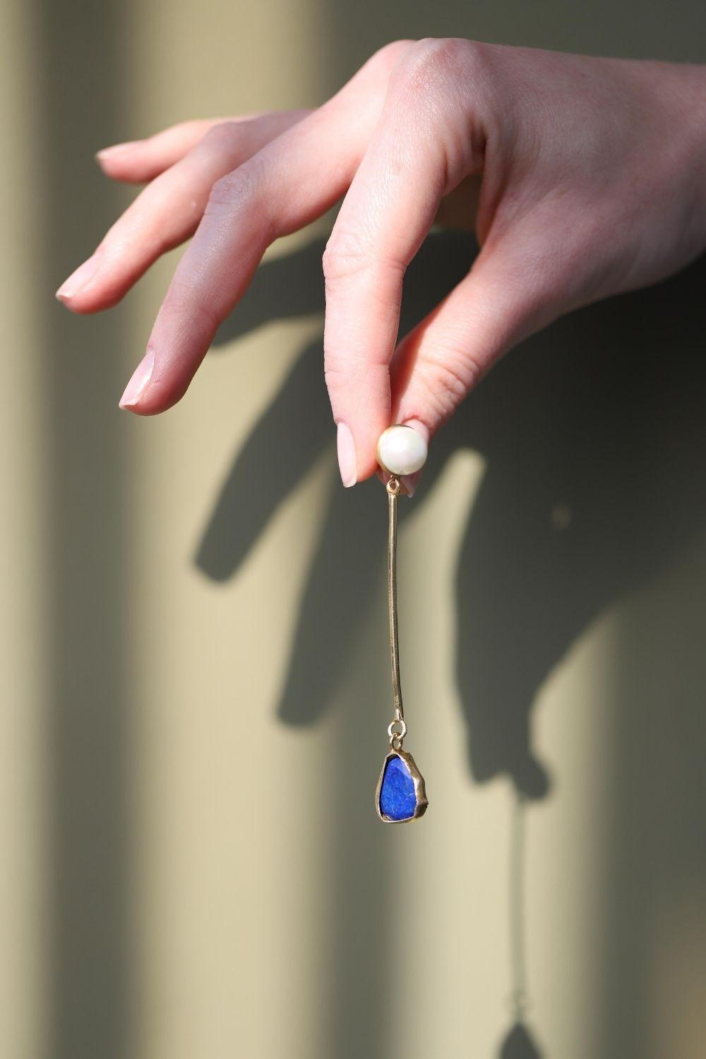 Linya Jewellery-Lapis Doğal İnci Küpe-Küpe-1-roqelvaxirum.shop
