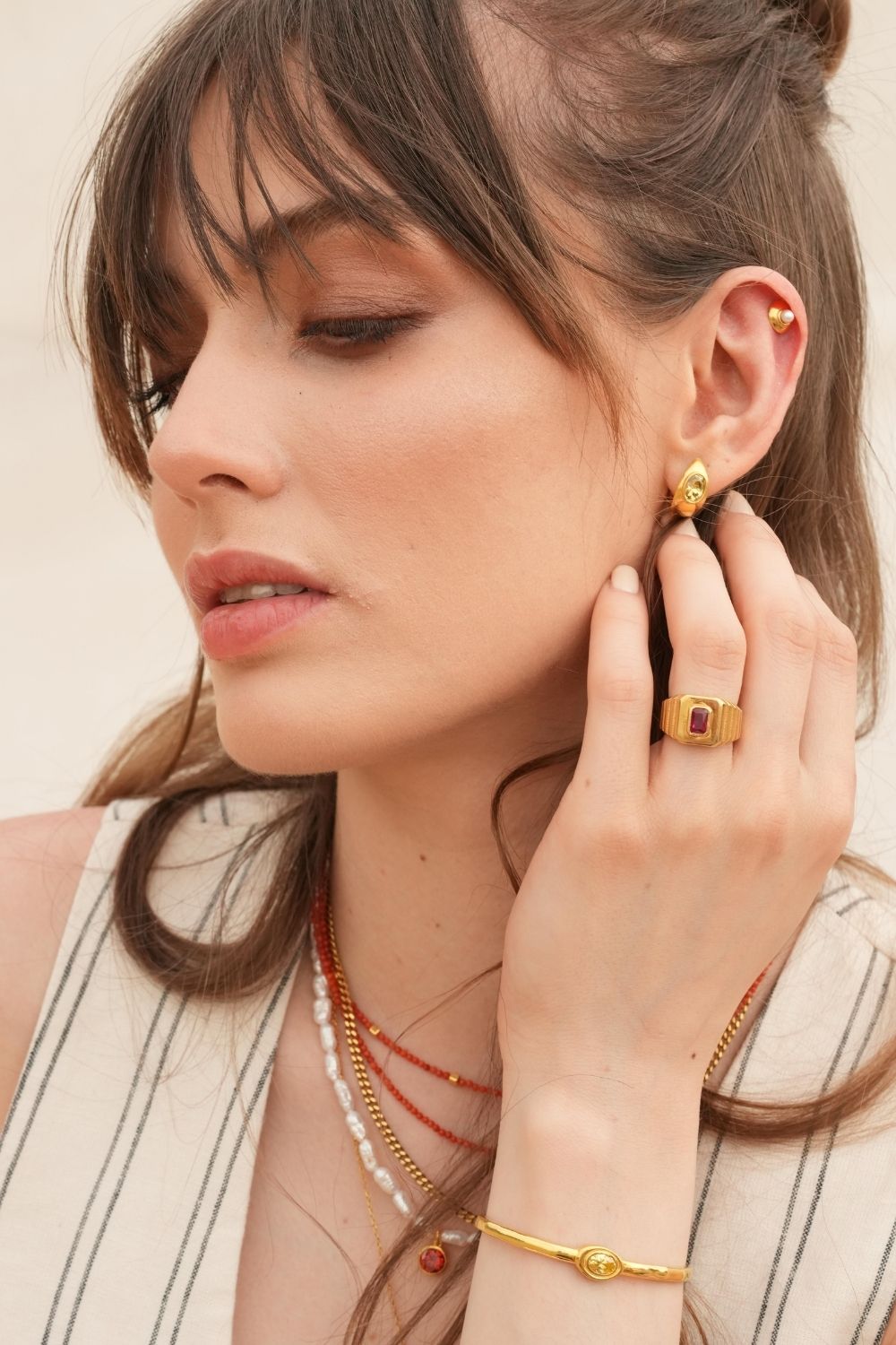 Linya Jewellery-Lina Sarı Damla Taşlı Küpe-Küpe-2-roqelvaxirum.shop