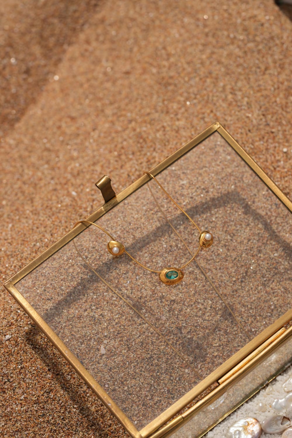 Linya Jewellery-Luna Yeşil Taşlı İncili Kolye-Kolye-2-roqelvaxirum.shop