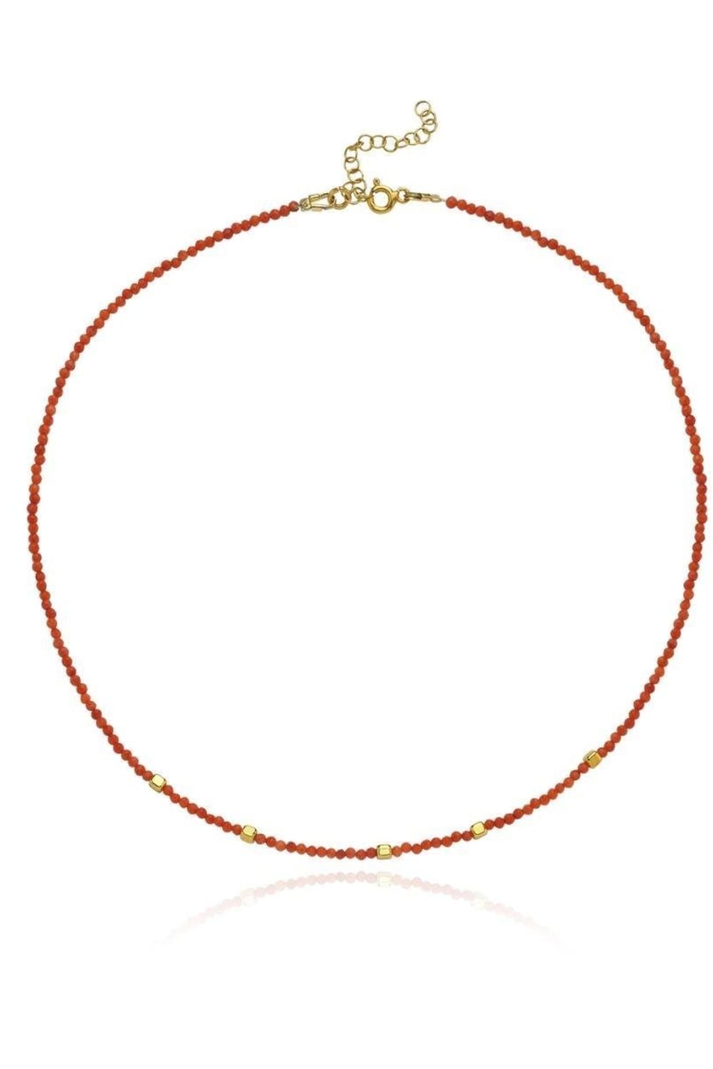 Linya Jewellery-Mira Kırmızı Mercanlı Küçük Toplu Kolye-Kolye-1-roqelvaxirum.shop