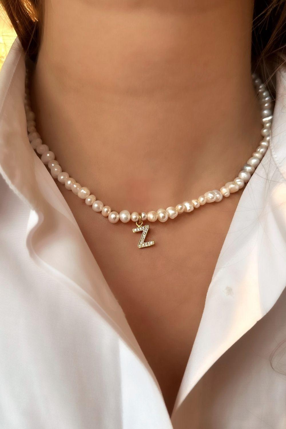 Linya Jewellery-Mono Z Harfli İnci Kolye-Kolye-2-roqelvaxirum.shop