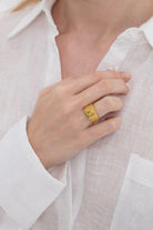 Linya Jewellery-Oktagon Sarı Taşlı Yüzük-Yüzük-5-roqelvaxirum.shop