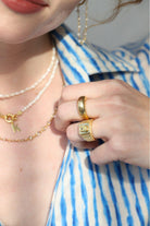 Linya Jewellery-Oktagon Sarı Taşlı Yüzük-Yüzük-6-roqelvaxirum.shop