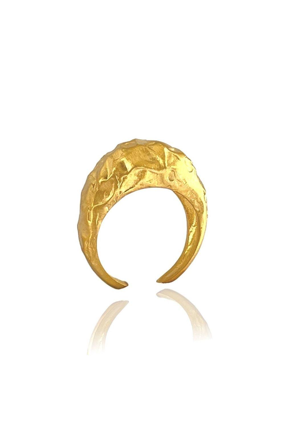 Linya Jewellery-Pary Amorf Mat Gold Oval Yüzük-Yüzük-1-roqelvaxirum.shop