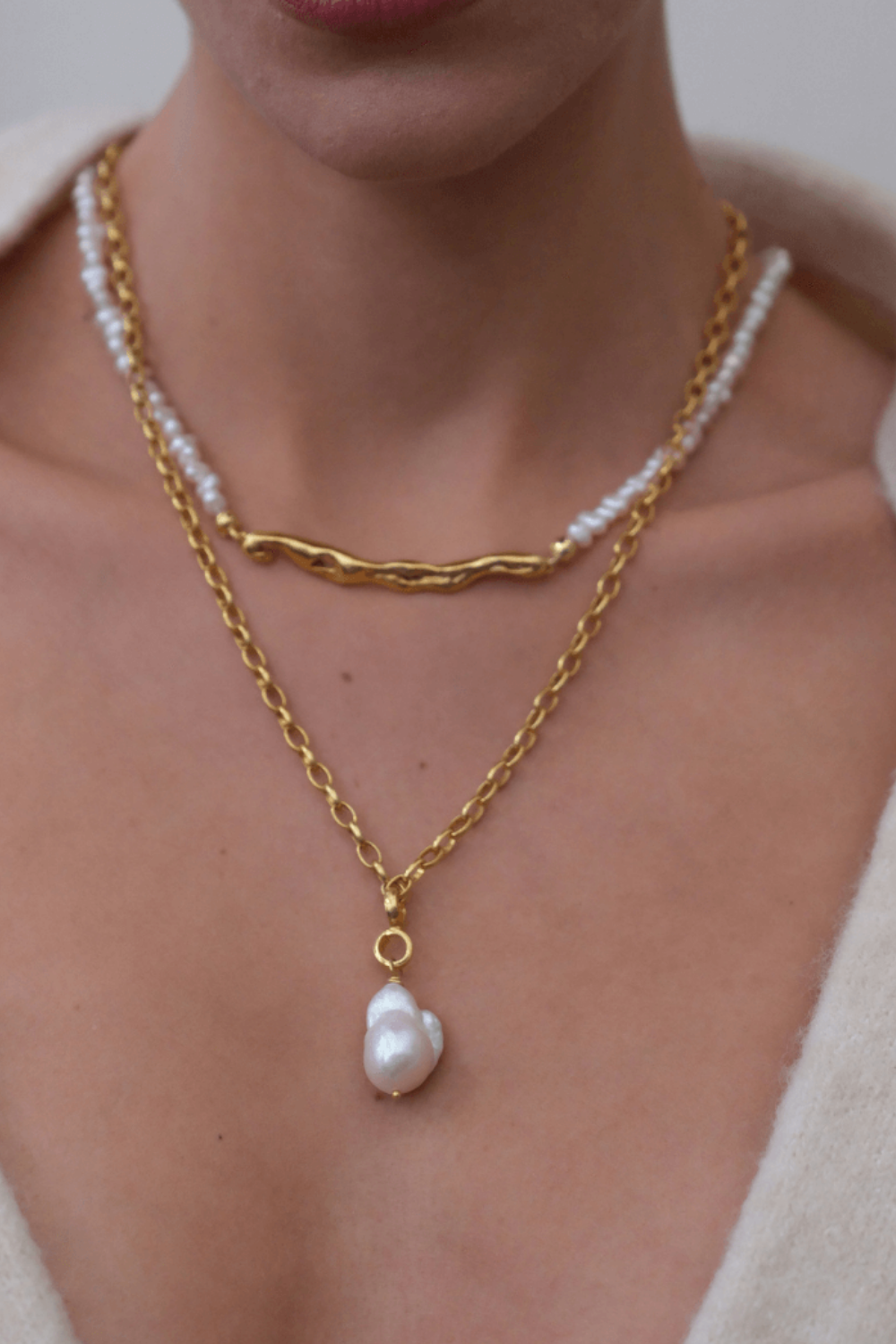 Linya Jewellery-Pontus Damla Yatay İnci Kolye Gold-Kolye-2-roqelvaxirum.shop