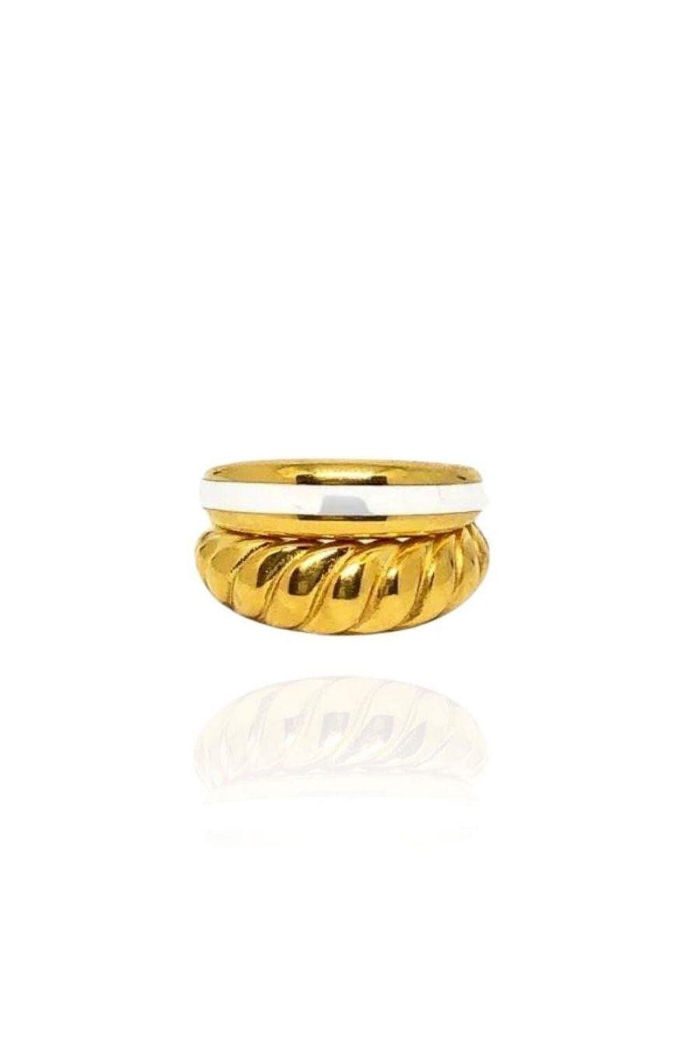 Linya Jewellery-Rosa Beyaz Mineli Yüzük Gold-Yüzük-1-roqelvaxirum.shop