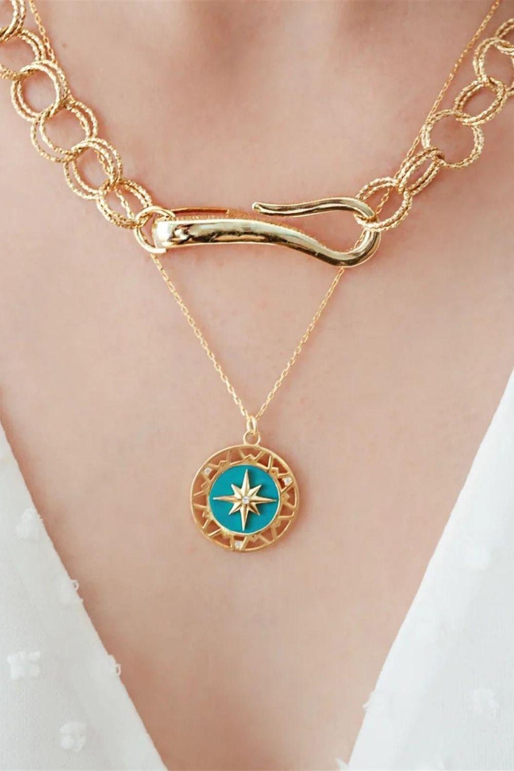 Linya Jewellery-Turkuaz Mineli Kutup Yıldız Kolye-Kolye-3-roqelvaxirum.shop