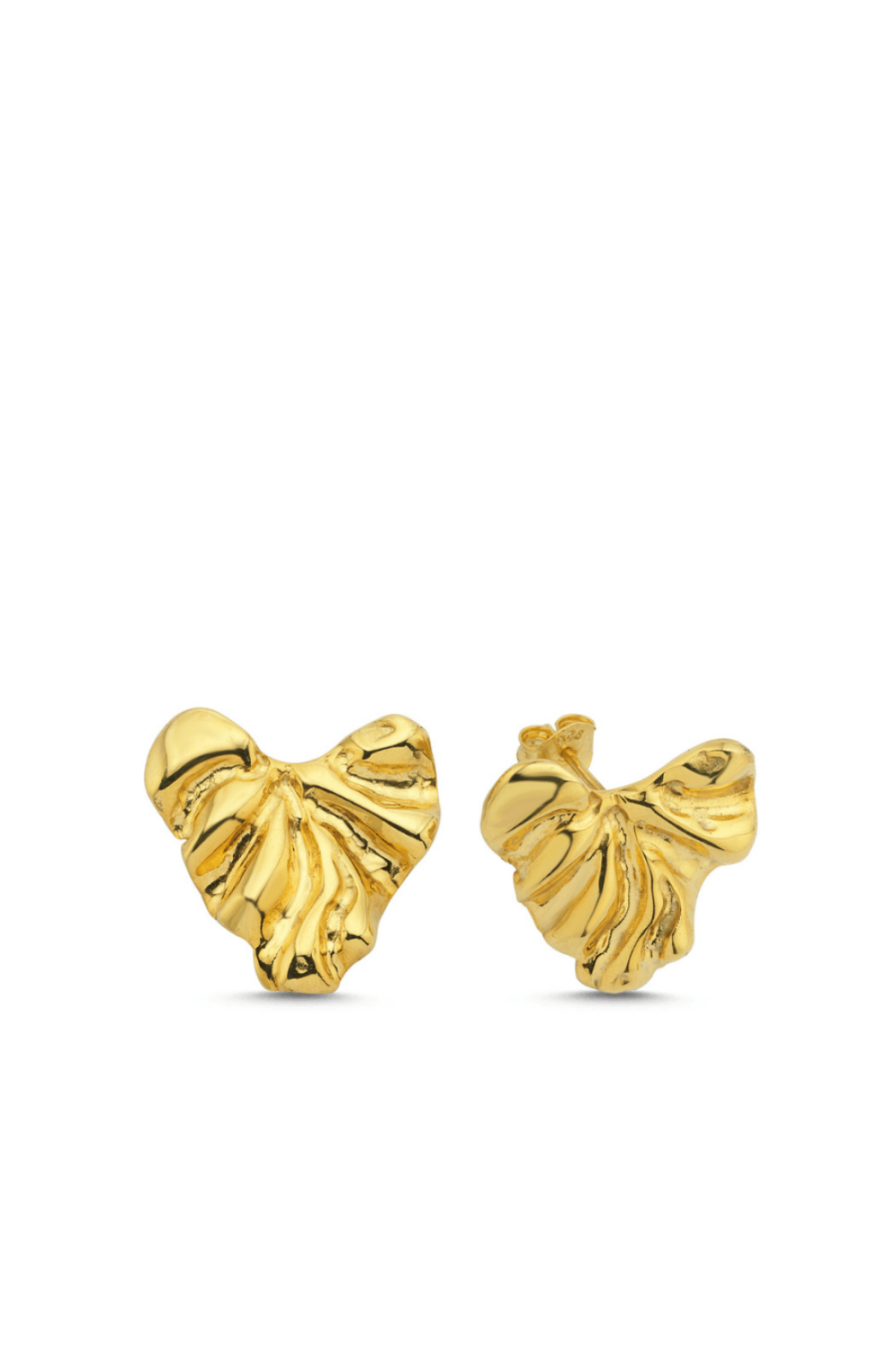 Linya Jewellery-Vory Amorf Kalp Küpe Gold-Küpe-1-roqelvaxirum.shop