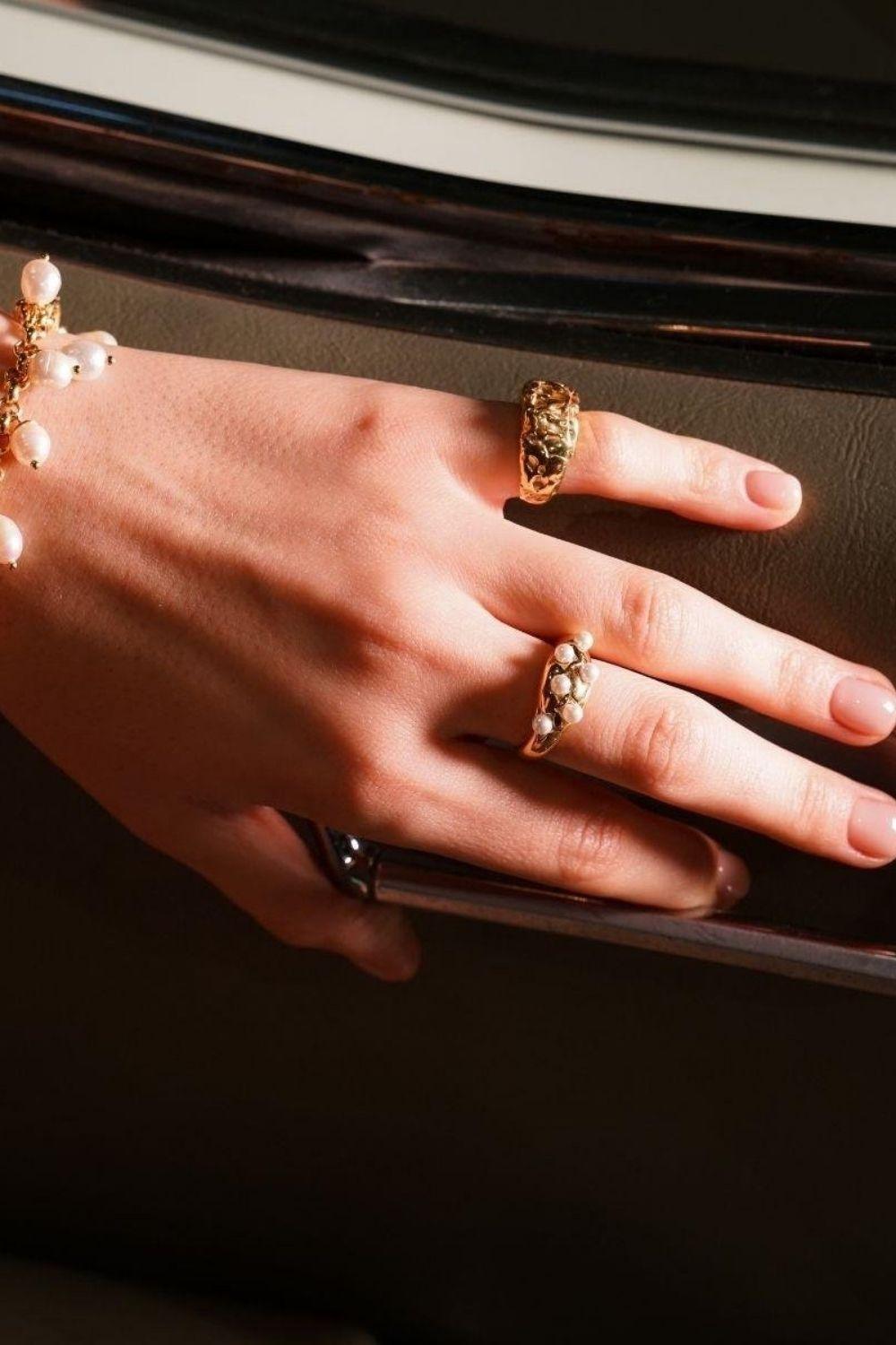 Linya Jewellery-Yıldız İnci Yüzük Gold-Yüzük-2-roqelvaxirum.shop