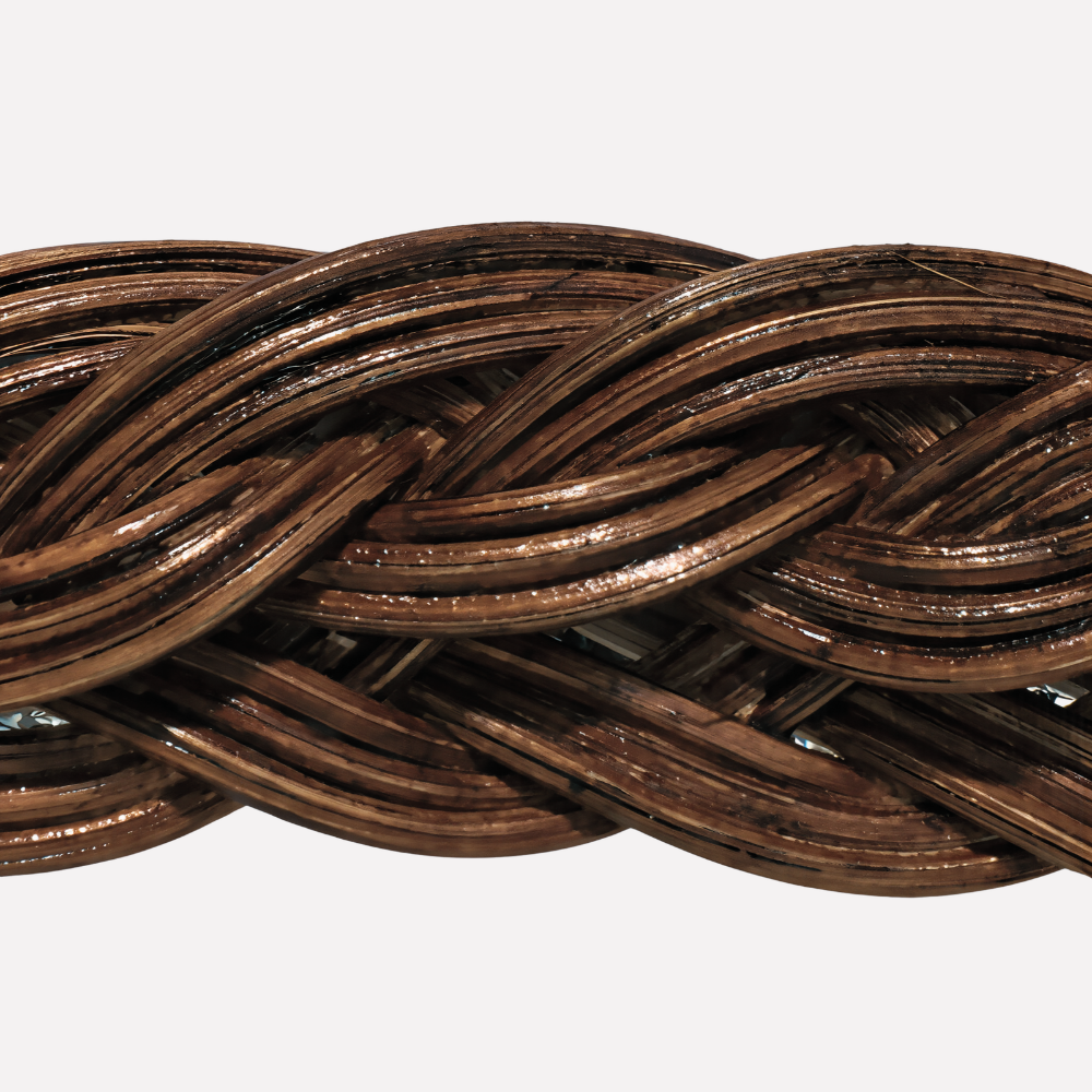 Treccia Doğal Rattan Örgülü Oval Ayna