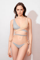 Lovekini-Lovekini Lia Grey | Nude Bikini With Silver Stripes Detail-Bikini & Mayo-2-roqelvaxirum.shop