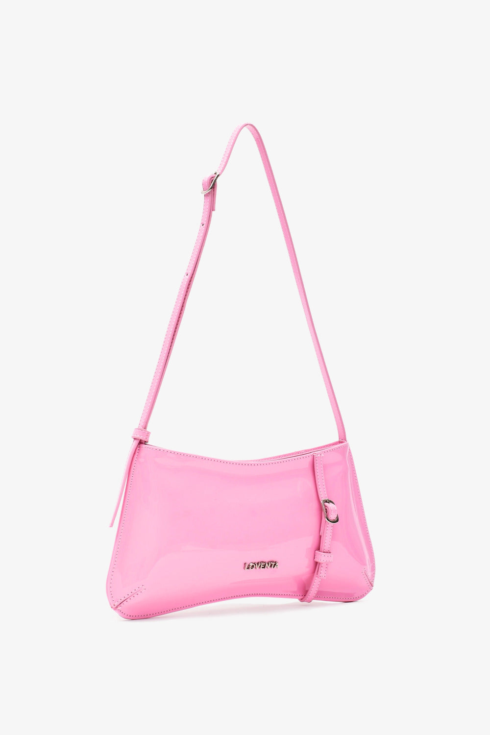 Loventa-Kemer Detaylı Omuz Çantası Rugan Pembe Eleanor-Omuz Çantası-2-roqelvaxirum.shop
