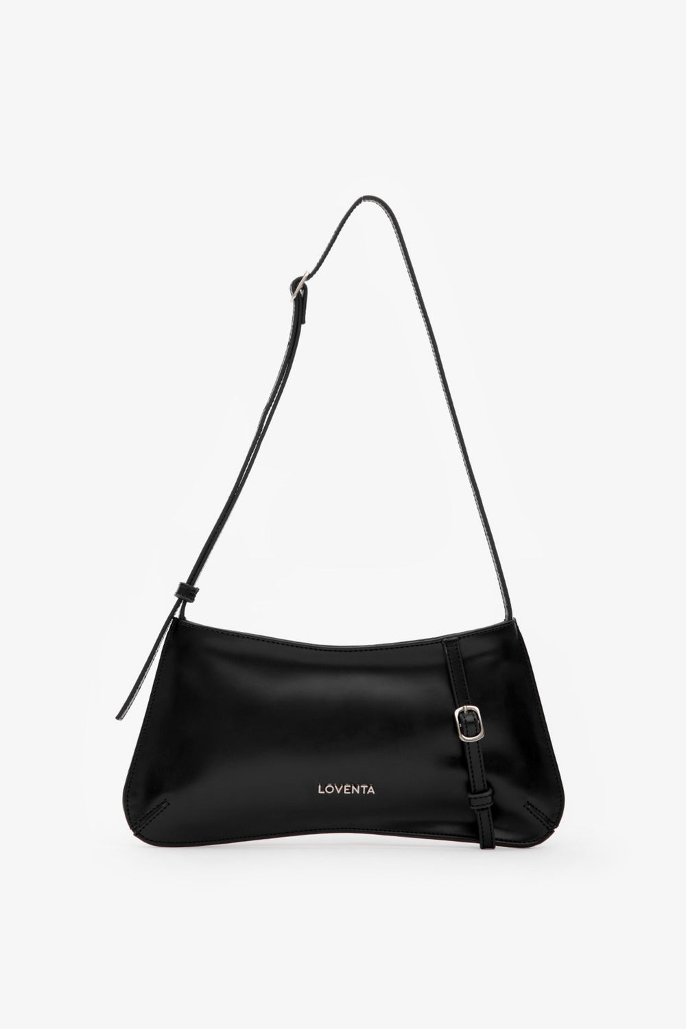 Loventa-Kemer Detaylı Omuz Çantası Siyah Eleanor-Omuz Çantası-1-roqelvaxirum.shop