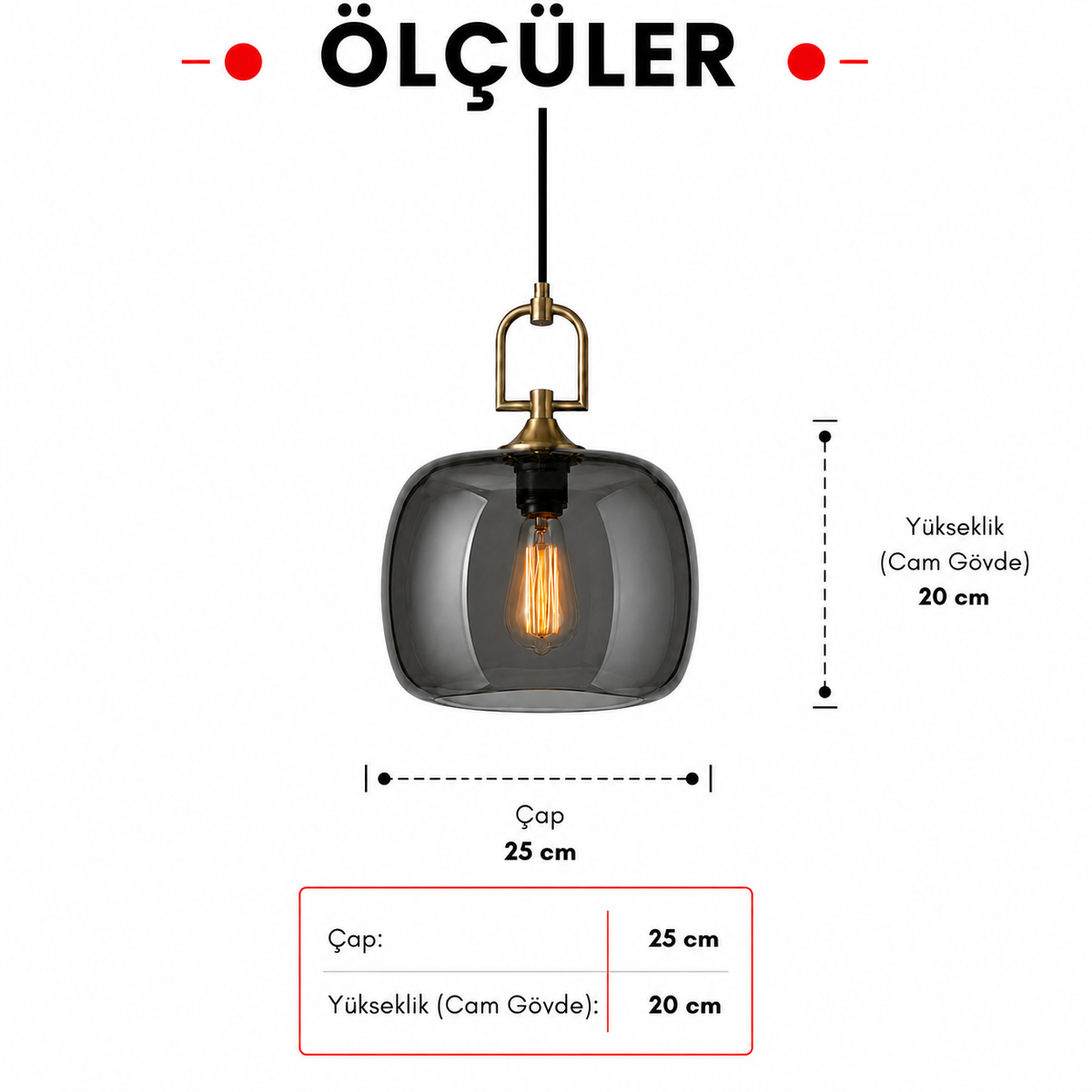 Lumiana-Aurelia Small Füme Cam Sarkıt 3'lü Set-Avize-3-roqelvaxirum.shop