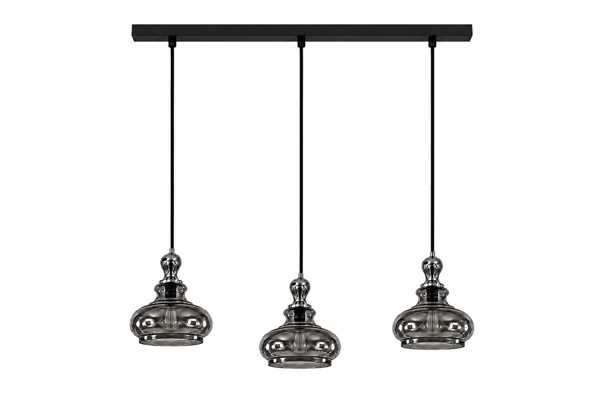 Lumiana-Merion Füme Cam Sarkıt 3'lü Set-Avize-2-roqelvaxirum.shop