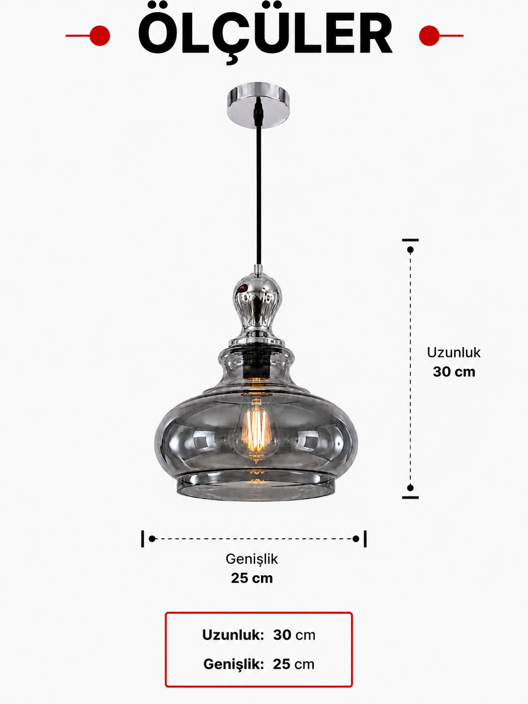 Lumiana-Merion Füme Cam Sarkıt 3'lü Set-Avize-3-roqelvaxirum.shop
