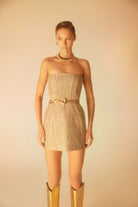 Lunaire Studio-Golden Shadows - Straplez Mini Elbise-Elbise-1-roqelvaxirum.shop
