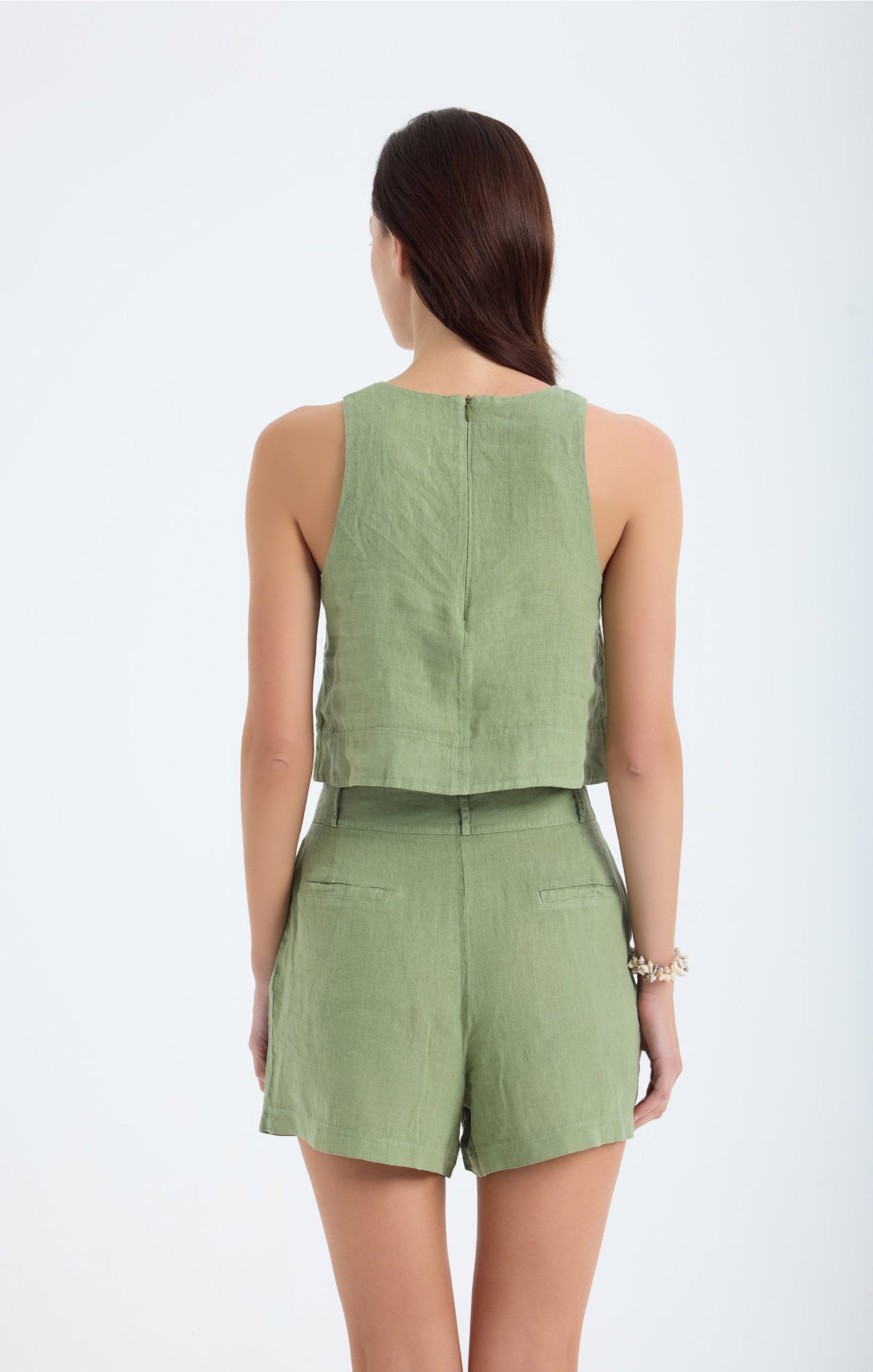 Lena Keten Crop Top - Yeşil