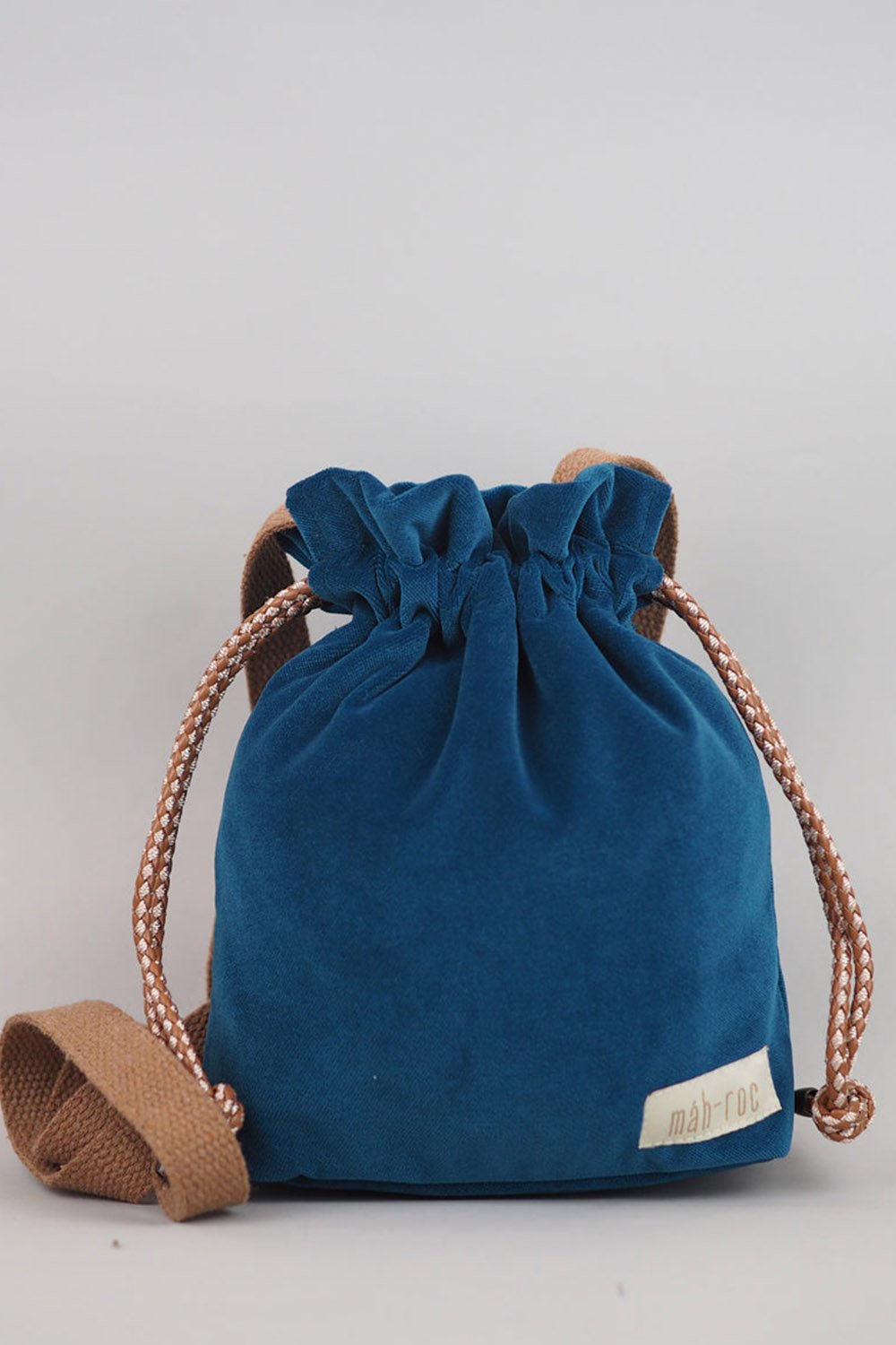 Mah-Roc-Gece Mavi Kadife Mini Omuz Çantası-Omuz Çantası-1-roqelvaxirum.shop