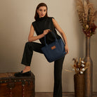 Maison Sacrée-Miramar Winter Navy Blue Large Shoulder Bag-Miramar-2-roqelvaxirum.shop